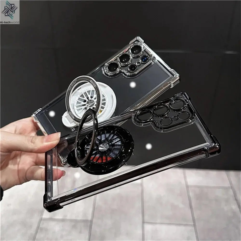 Luxury Airbags Plating Magnetic Transparent Case for Samsung Galaxy S25 S24 Ultra S23 Fe S22 Plus A54 A34 A15 A25 A35 A55 A53 - Ai - TechWorld