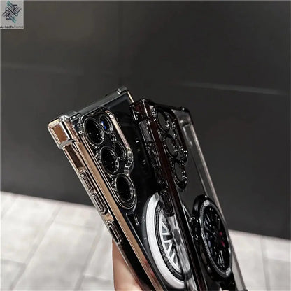 Luxury Airbags Plating Magnetic Transparent Case for Samsung Galaxy S25 S24 Ultra S23 Fe S22 Plus A54 A34 A15 A25 A35 A55 A53 - Ai - TechWorld