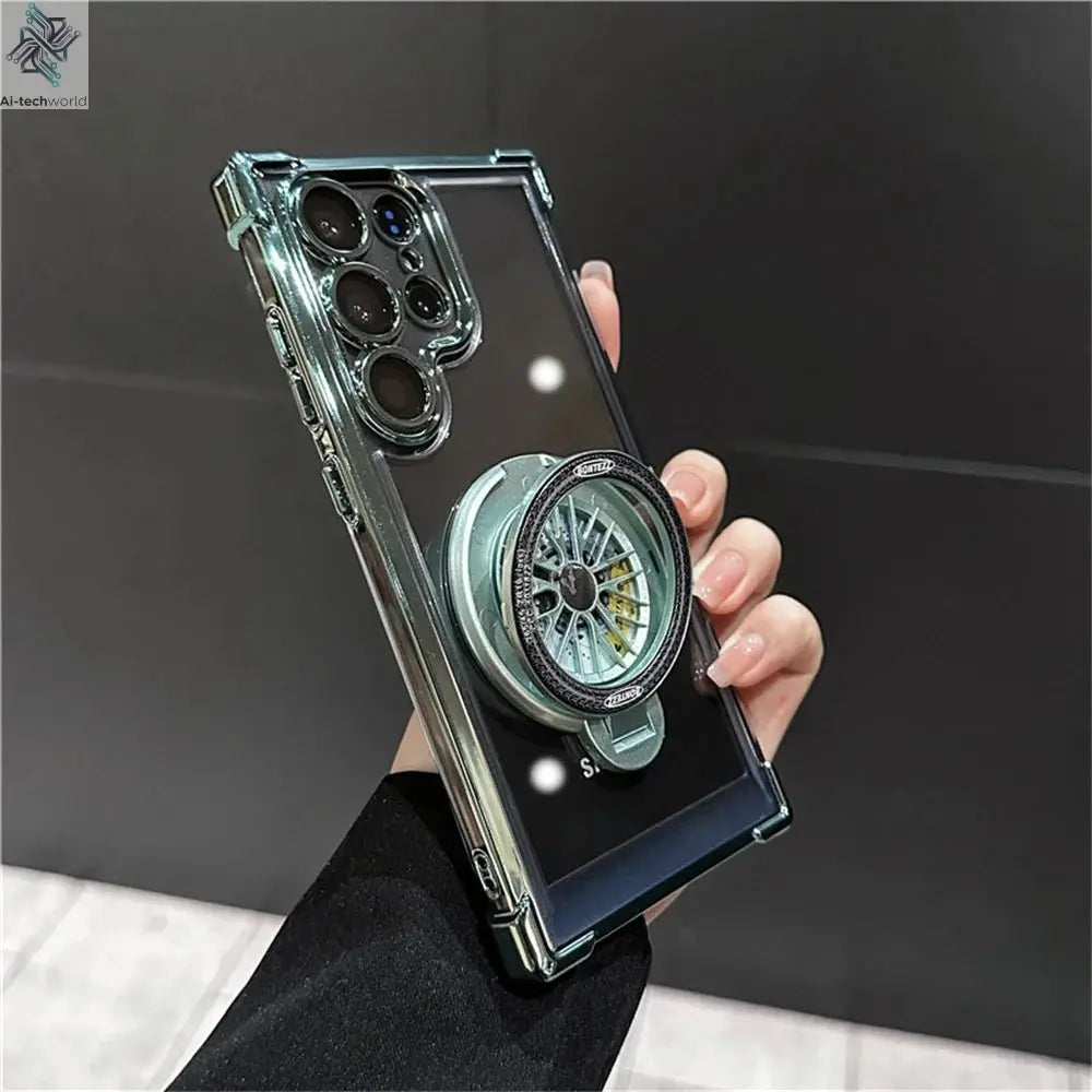 Luxury Airbags Plating Magnetic Transparent Case for Samsung Galaxy S25 S24 Ultra S23 Fe S22 Plus A54 A34 A15 A25 A35 A55 A53 - Ai - TechWorld