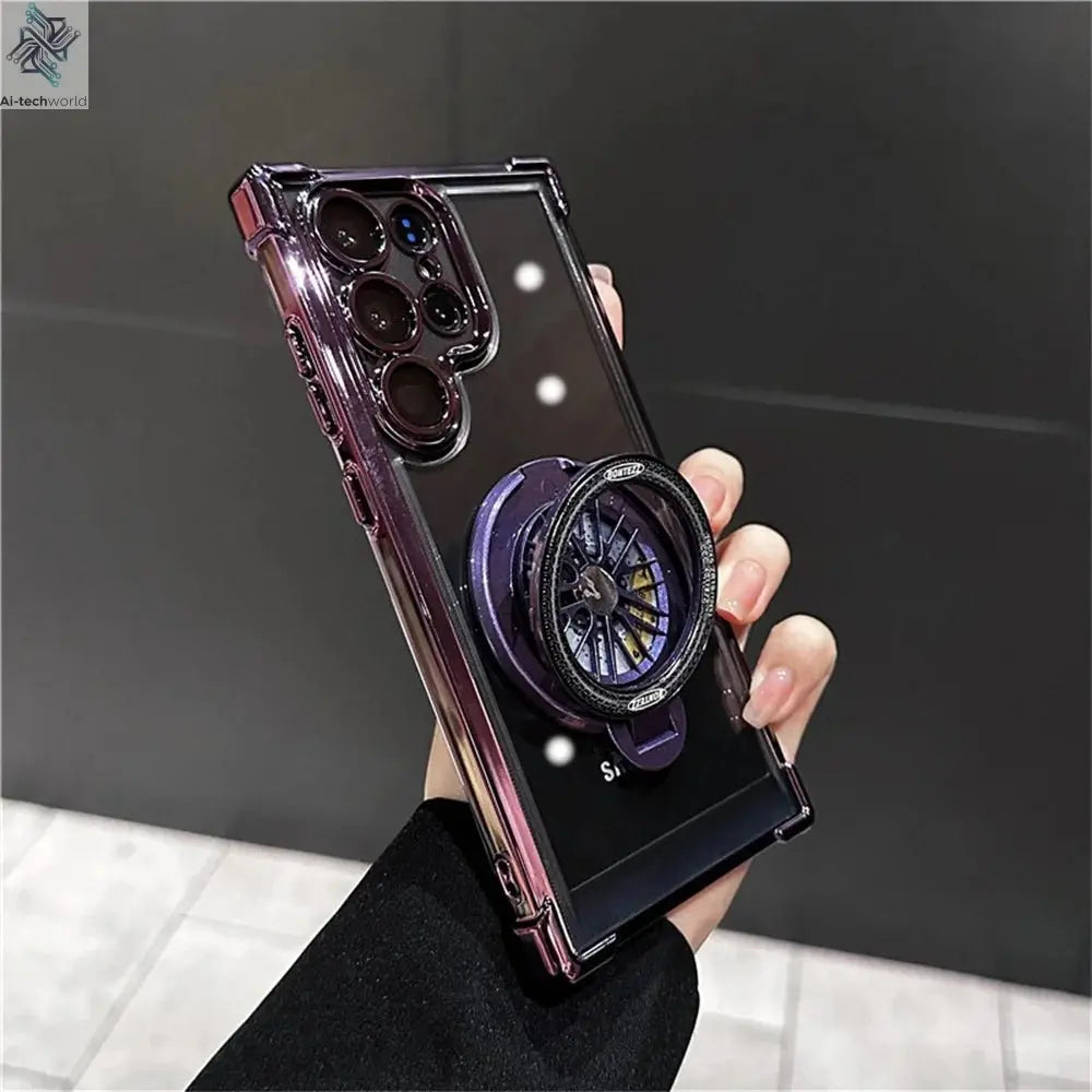 Luxury Airbags Plating Magnetic Transparent Case for Samsung Galaxy S25 S24 Ultra S23 Fe S22 Plus A54 A34 A15 A25 A35 A55 A53 - Ai - TechWorld