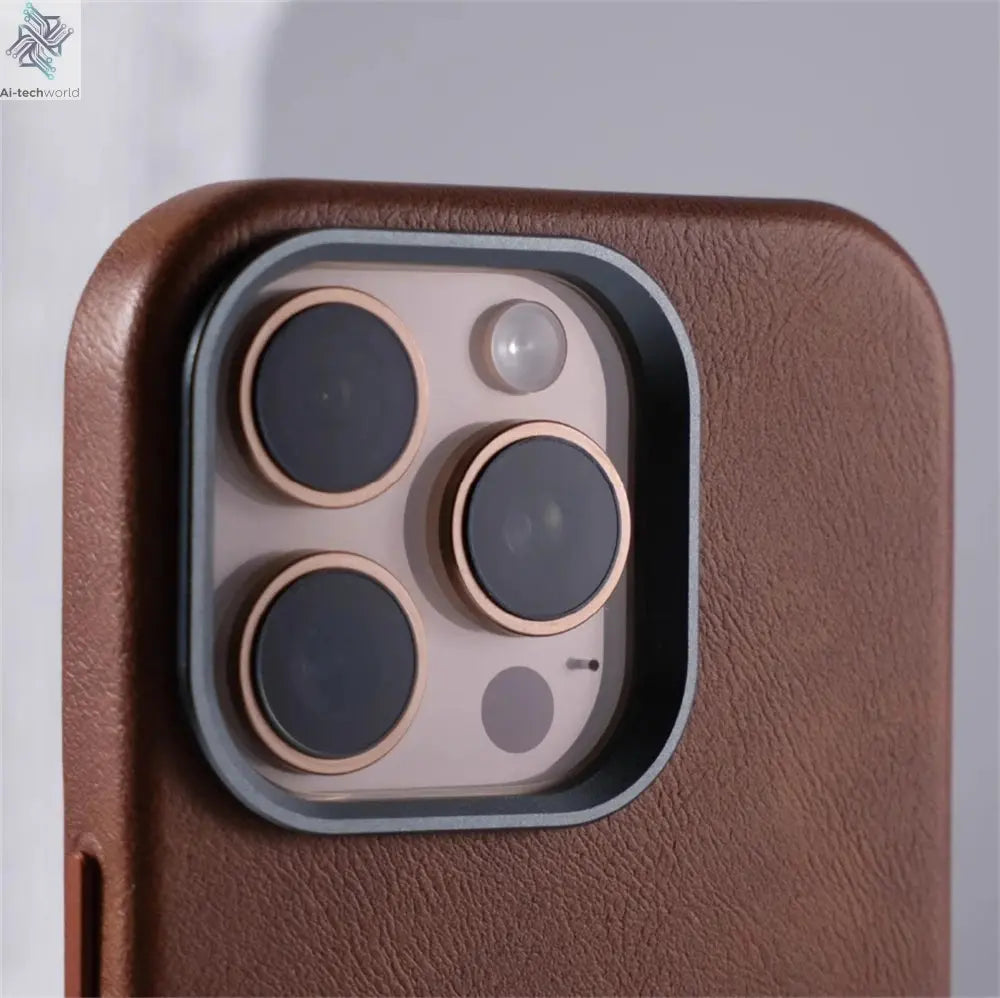 Luxury Business Retro Leather Magnetic Case For iPhone 17 Pro Max 16 Plus 15 14 13 MagSafe Alloy Lens Wireless Charging Cover Ai-TechWorld 