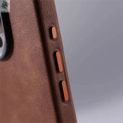Luxury Business Retro Leather Magnetic Case For iPhone 17 Pro Max 16 Plus 15 14 13 MagSafe Alloy Lens Wireless Charging Cover Ai-TechWorld 