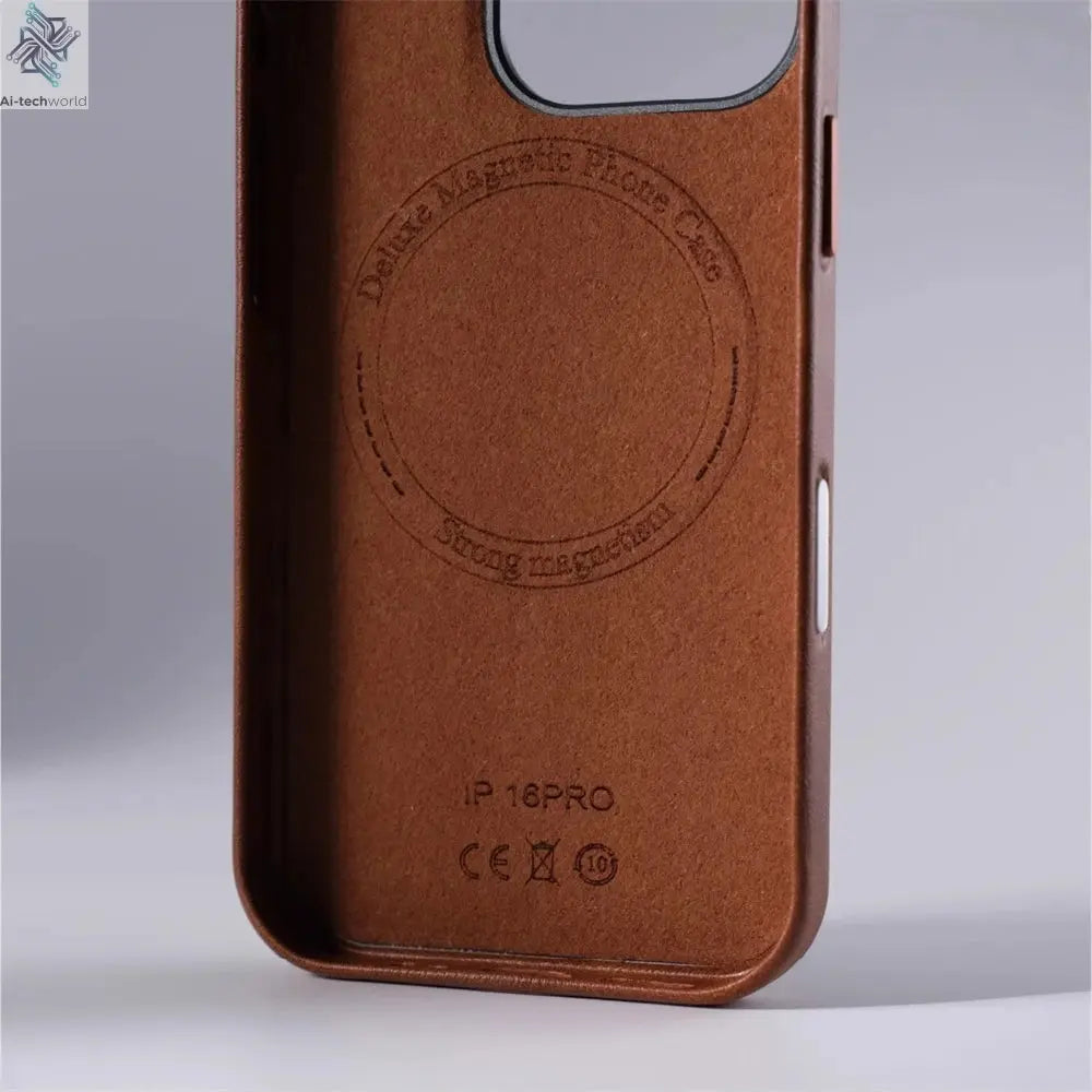 Luxury Business Retro Leather Magnetic Case For iPhone 17 Pro Max 16 Plus 15 14 13 MagSafe Alloy Lens Wireless Charging Cover Ai-TechWorld 