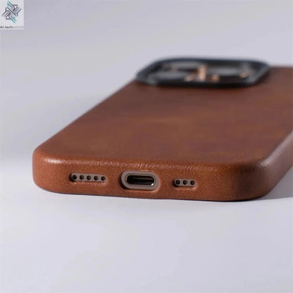 Luxury Business Retro Leather Magnetic Case For iPhone 17 Pro Max 16 Plus 15 14 13 MagSafe Alloy Lens Wireless Charging Cover Ai-TechWorld 