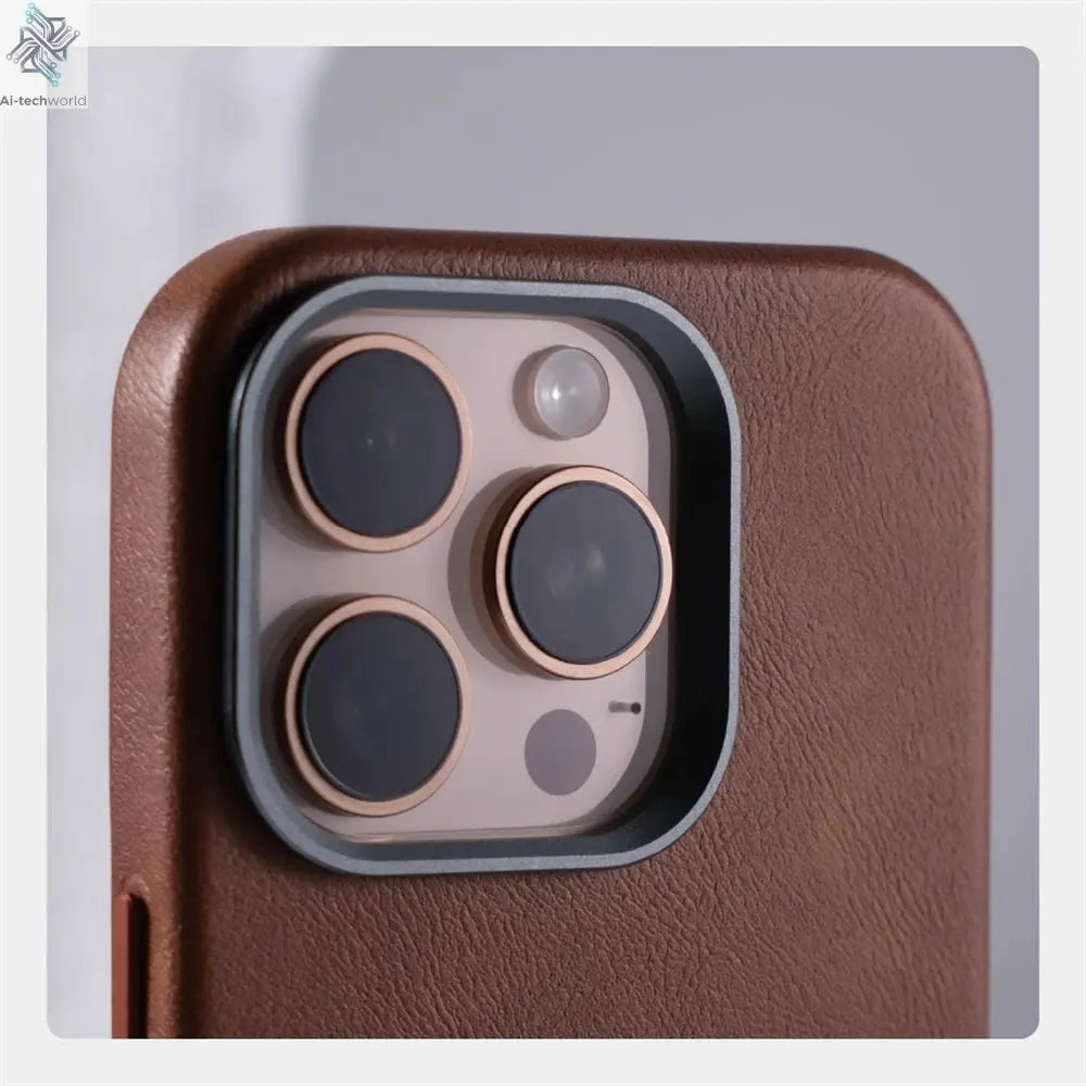 Luxury Business Retro Leather Magnetic Case For iPhone 17 Pro Max 16 Plus 15 14 13 MagSafe Alloy Lens Wireless Charging Cover Ai-TechWorld 