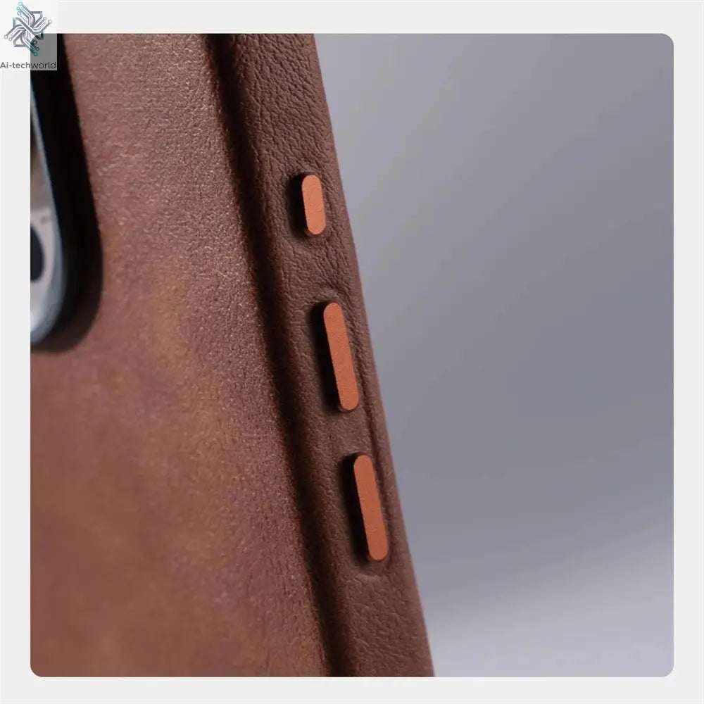 Luxury Business Retro Leather Magnetic Case For iPhone 17 Pro Max 16 Plus 15 14 13 MagSafe Alloy Lens Wireless Charging Cover Ai-TechWorld 