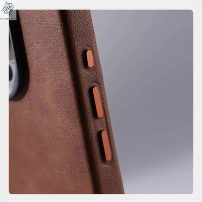 Luxury Business Retro Leather Magnetic Case For iPhone 17 Pro Max 16 Plus 15 14 13 MagSafe Alloy Lens Wireless Charging Cover Ai-TechWorld 