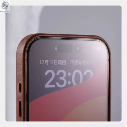 Luxury Business Retro Leather Magnetic Case For iPhone 17 Pro Max 16 Plus 15 14 13 MagSafe Alloy Lens Wireless Charging Cover Ai-TechWorld 