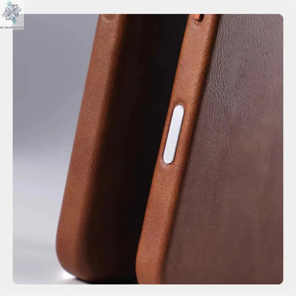 Luxury Business Retro Leather Magnetic Case For iPhone 17 Pro Max 16 Plus 15 14 13 MagSafe Alloy Lens Wireless Charging Cover Ai-TechWorld 
