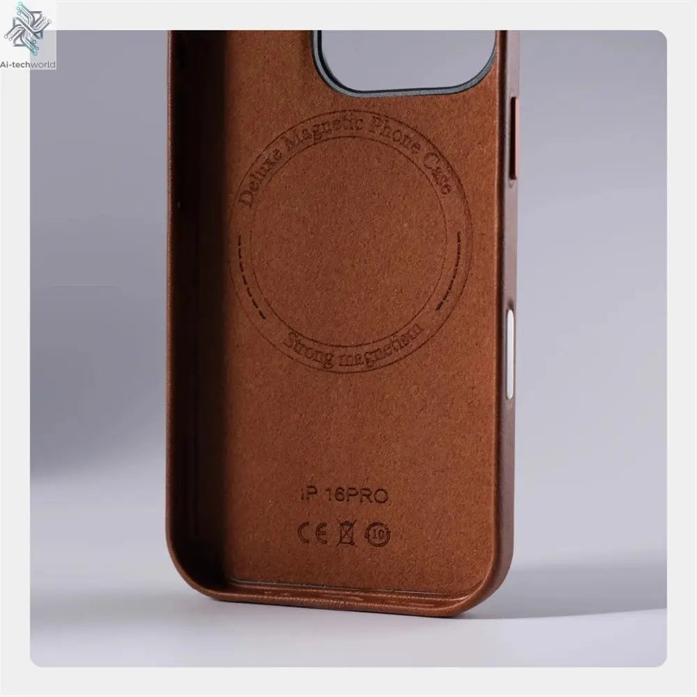Luxury Business Retro Leather Magnetic Case For iPhone 17 Pro Max 16 Plus 15 14 13 MagSafe Alloy Lens Wireless Charging Cover Ai-TechWorld 