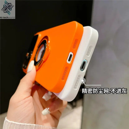 Luxury For Magsafe Case Magnetic Hard PC Frame Stand Phone Case For iPhone 16 Pro Max 15 Plus 11 12 13 14 Lens Protective Back Cover Ai-TechWorld 