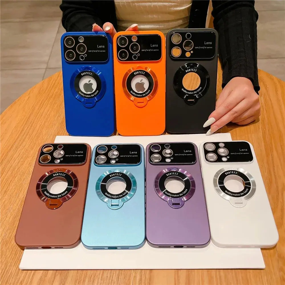 Luxury For Magsafe Case Magnetic Hard PC Frame Stand Phone Case For iPhone 16 Pro Max 15 Plus 11 12 13 14 Lens Protective Back Cover Ai-TechWorld 