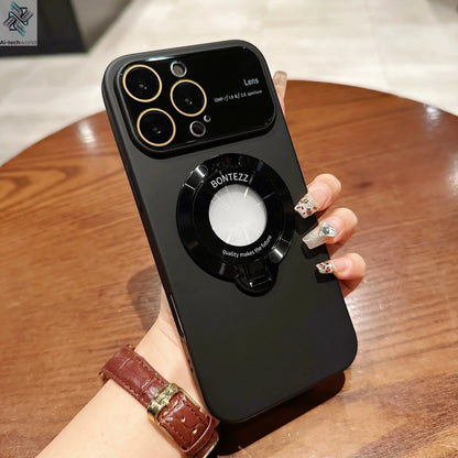 Luxury For Magsafe Case Magnetic Hard PC Frame Stand Phone Case For iPhone 16 Pro Max 15 Plus 11 12 13 14 Lens Protective Back Cover Ai-TechWorld 