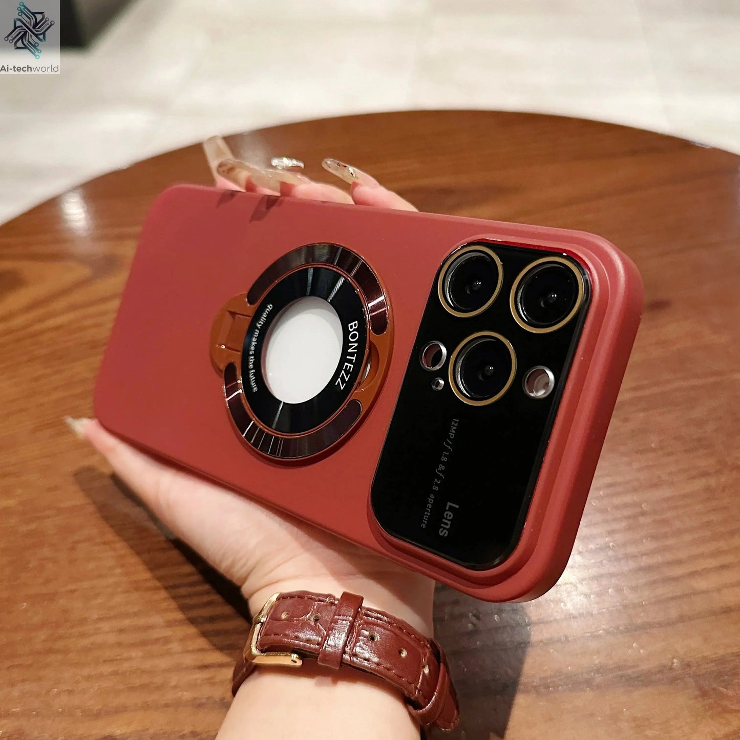 Luxury For Magsafe Case Magnetic Hard PC Frame Stand Phone Case For iPhone 16 Pro Max 15 Plus 11 12 13 14 Lens Protective Back Cover Ai-TechWorld 