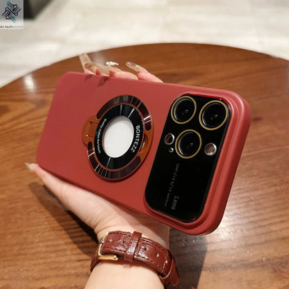 Luxury For Magsafe Case Magnetic Hard PC Frame Stand Phone Case For iPhone 16 Pro Max 15 Plus 11 12 13 14 Lens Protective Back Cover Ai-TechWorld 