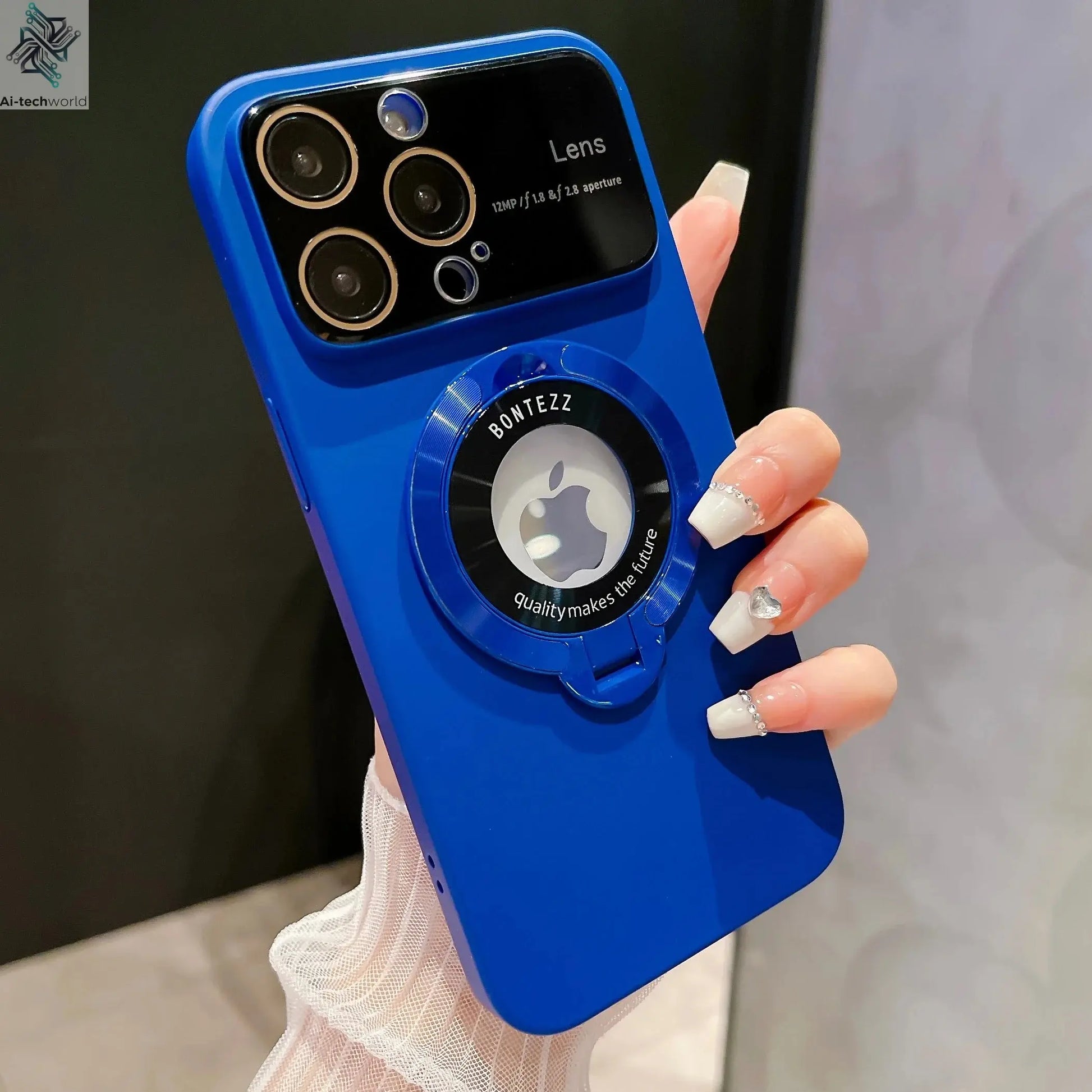 Luxury For Magsafe Case Magnetic Hard PC Frame Stand Phone Case For iPhone 16 Pro Max 15 Plus 11 12 13 14 Lens Protective Back Cover Ai-TechWorld 