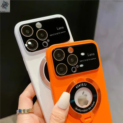 Luxury For Magsafe Magnetic Hard PC Frame Stand Phone Case For iPhone 16 Pro Max 15 Plus 11 12 13 14 Lens Protective Back Cover Ai-TechWorld 