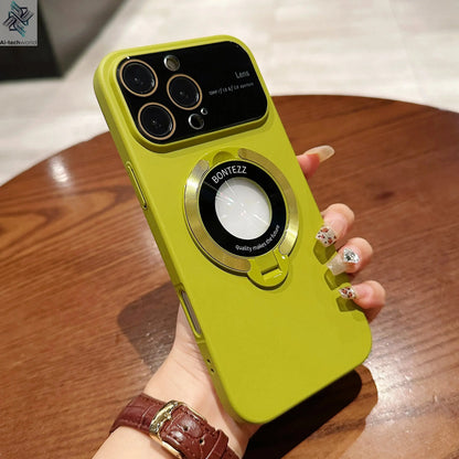 Luxury For Magsafe Magnetic Hard PC Frame Stand Phone Case For iPhone 16 Pro Max 15 Plus 11 12 13 14 Lens Protective Back Cover Ai-TechWorld 