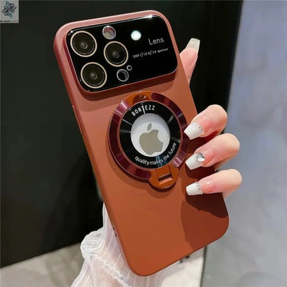 Luxury For Magsafe Magnetic Hard PC Frame Stand Phone Case For iPhone 16 Pro Max 15 Plus 11 12 13 14 Lens Protective Back Cover Ai-TechWorld 