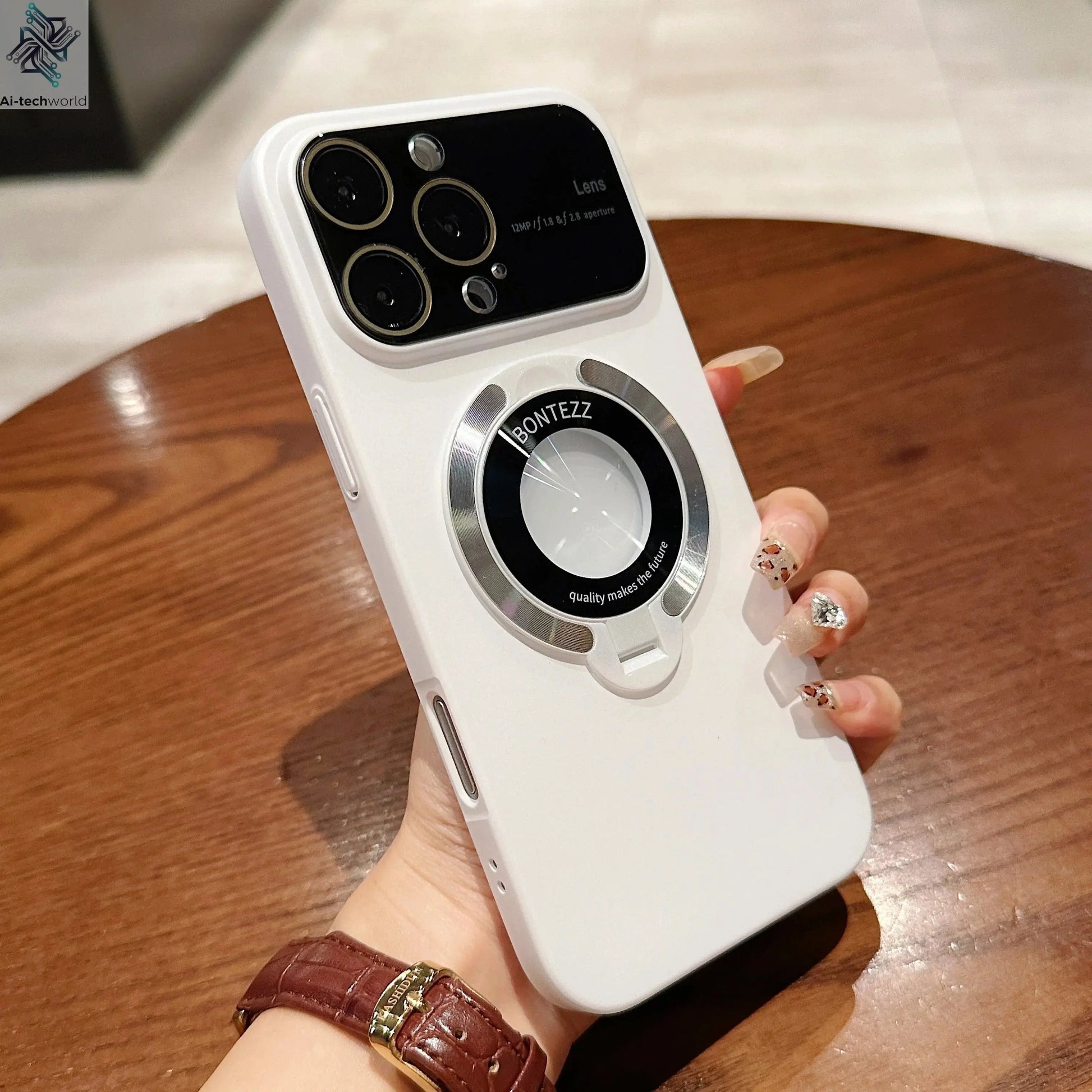 Luxury For Magsafe Magnetic Hard PC Frame Stand Phone Case For iPhone 16 Pro Max 15 Plus 11 12 13 14 Lens Protective Back Cover Ai-TechWorld 