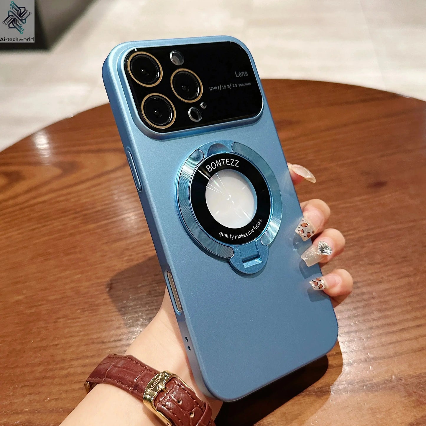 Luxury For Magsafe Magnetic Hard PC Frame Stand Phone Case For iPhone 16 Pro Max 15 Plus 11 12 13 14 Lens Protective Back Cover Ai-TechWorld 