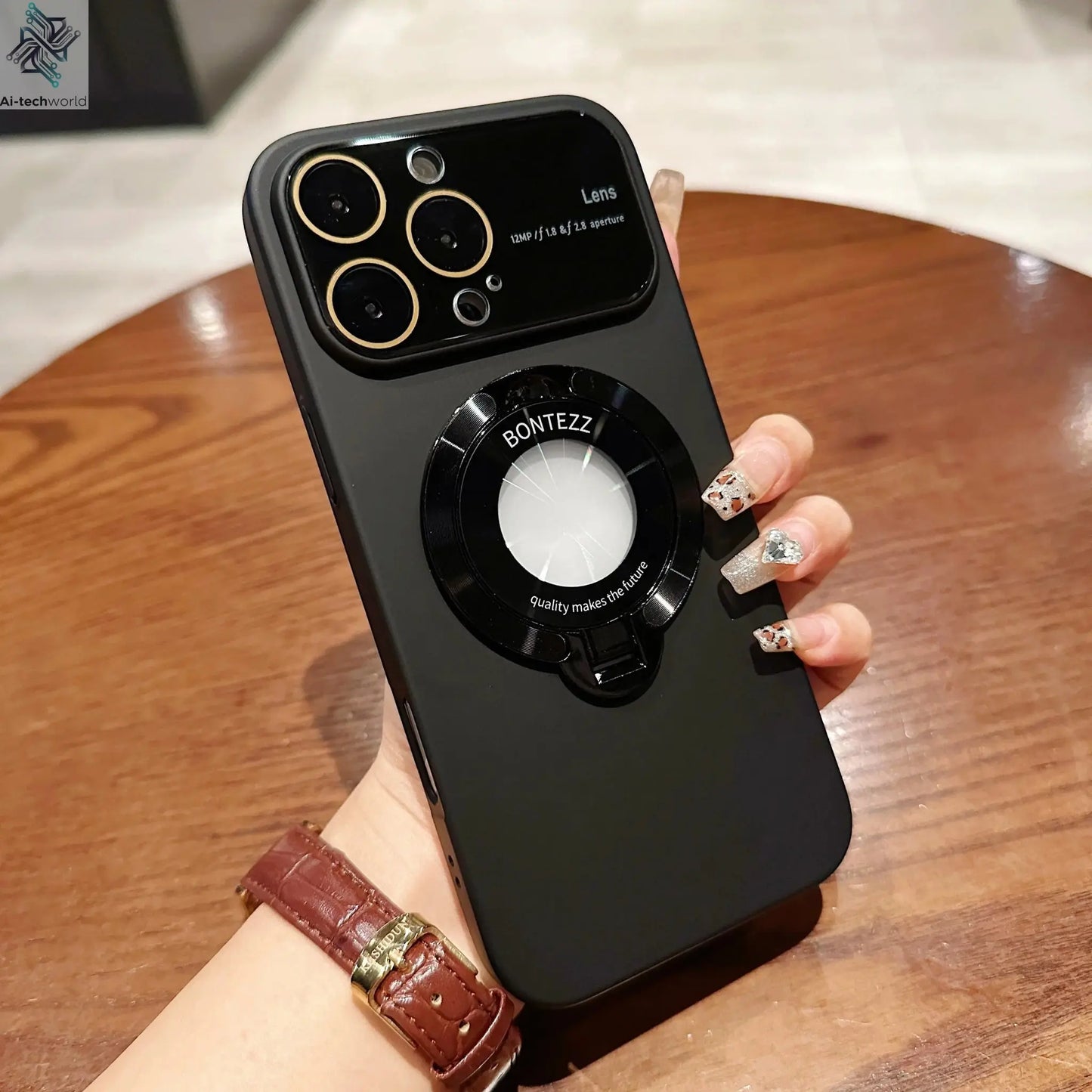 Luxury For Magsafe Magnetic Hard PC Frame Stand Phone Case For iPhone 16 Pro Max 15 Plus 11 12 13 14 Lens Protective Back Cover - Ai-TechWorld