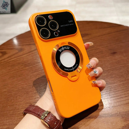 Luxury For Magsafe Magnetic Hard PC Frame Stand Phone Case For iPhone 16 Pro Max 15 Plus 11 12 13 14 Lens Protective Back Cover - Ai-TechWorld