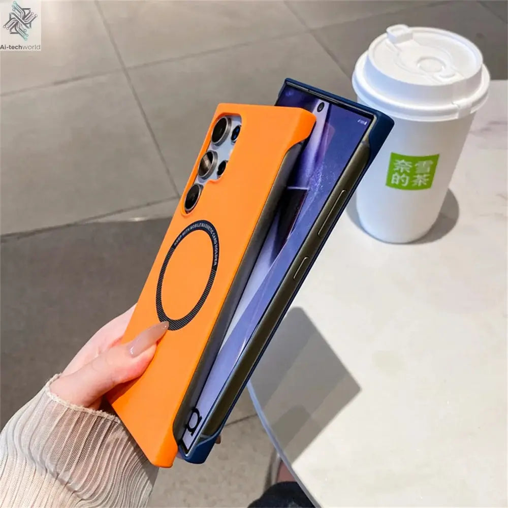 Luxury For Magsafe Thin PC Matte Frameless Phone Case For Samsung S24 S25 Ultra Edge S23 FE S22 S21 S20 S10 S9 Plus Back Cover Ai-TechWorld 