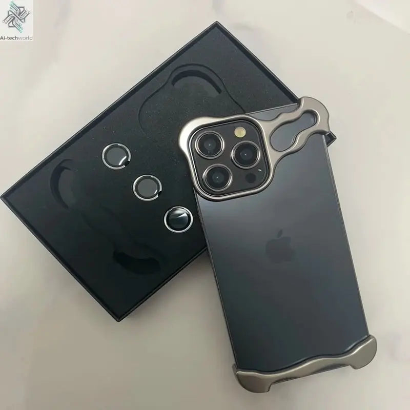 Luxury Irregular Aluminum Alloy Bumper Phone Case For IPhone 16 15 14 13 12 Pro Max 17 Air Pro Lens Film Protection Metal Cover Ai-TechWorld 