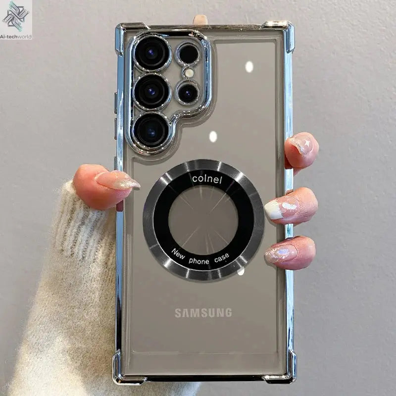 Luxury Magnetic Wireless Charge Case: Samsung Clear Lens Protection Cover Ai-TechWorld 