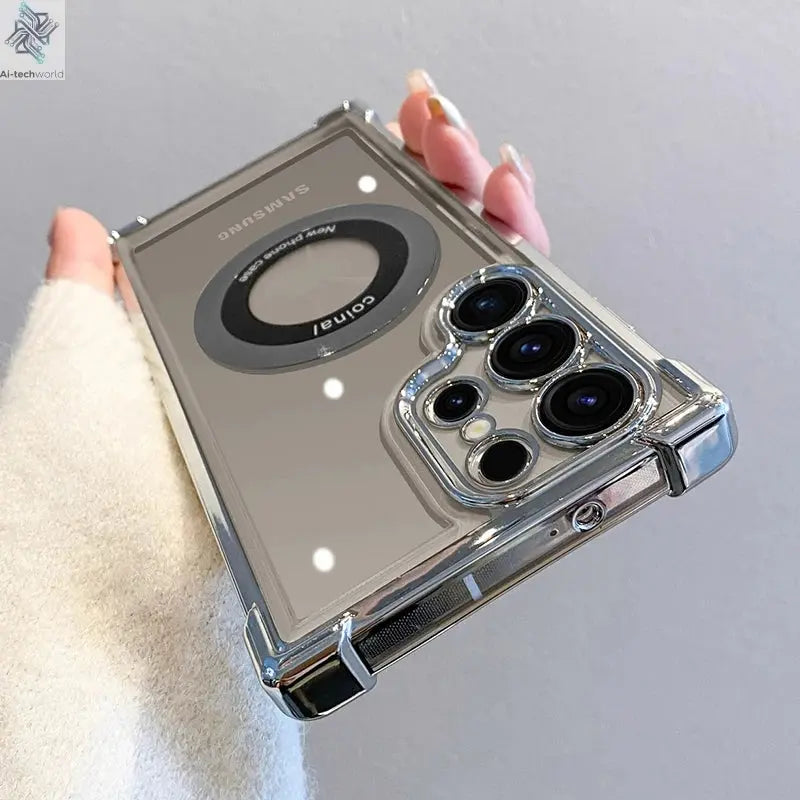 Luxury Magnetic Wireless Charge Case: Samsung Clear Lens Protection Cover Ai-TechWorld 