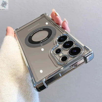 Luxury Magnetic Wireless Charge Case: Samsung Clear Lens Protection Cover Ai-TechWorld 