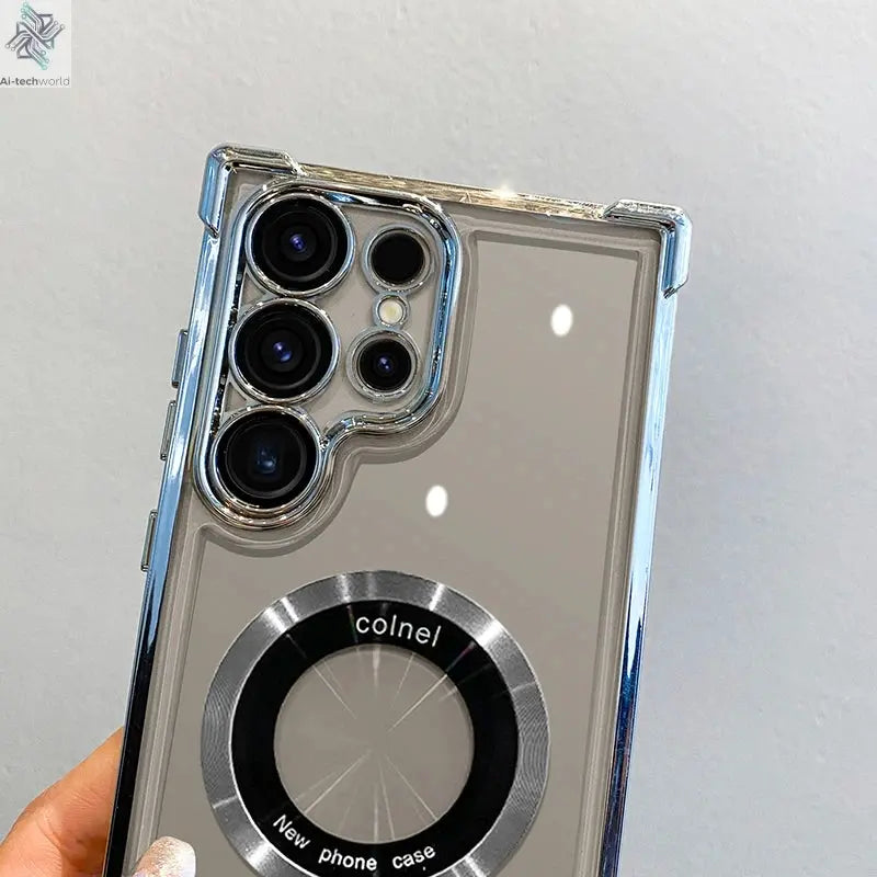 Luxury Magnetic Wireless Charge Case: Samsung Clear Lens Protection Cover Ai-TechWorld 
