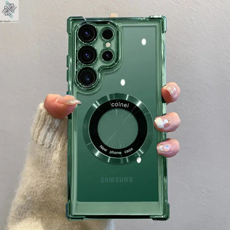 Luxury Magnetic Wireless Charge Case: Samsung Clear Lens Protection Cover Ai-TechWorld 