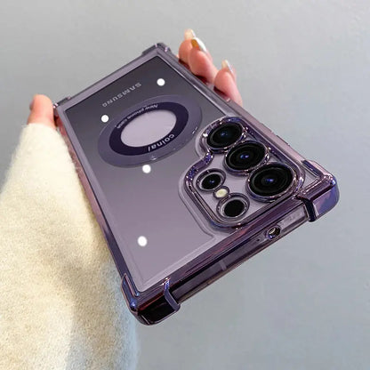 Luxury Magnetic Wireless Charge Case: Samsung Clear Lens Protection Cover Ai-TechWorld 