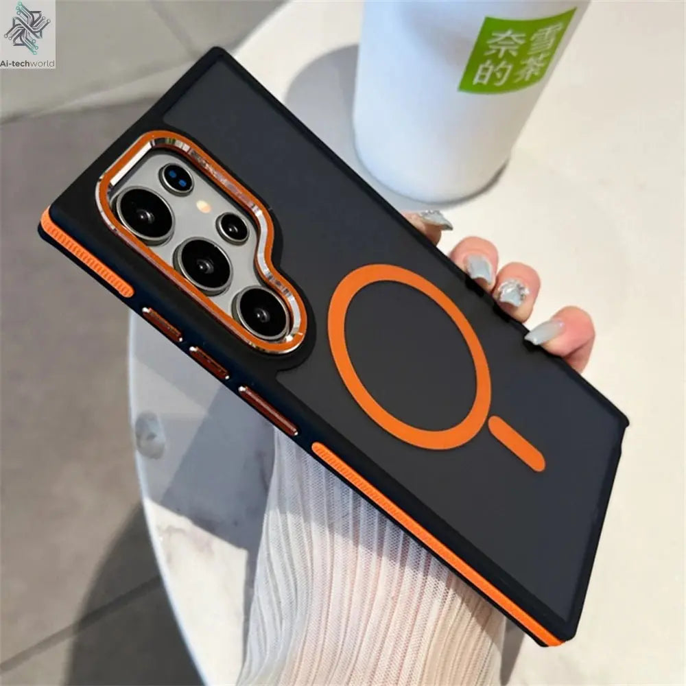 Luxury Matte Magnetic Case For Samsung Galaxy S24 S22 S25 Ultra S23 Plus S23 FE For Magsafe Wireless Charging Shockproof Cover - Ai - TechWorld