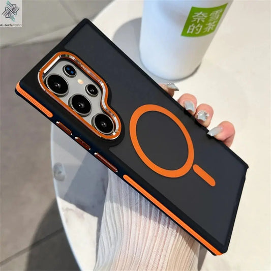 Luxury Matte Magnetic Case For Samsung Galaxy S24 S22 S25 Ultra S23 Plus S23 FE For Magsafe Wireless Charging Shockproof Cover - Ai - TechWorld