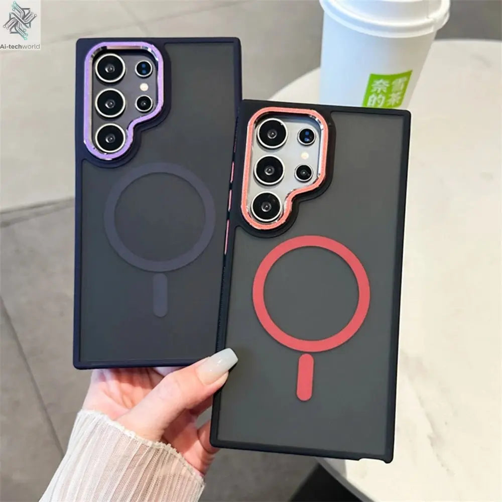 Luxury Matte Magnetic Case For Samsung Galaxy S24 S22 S25 Ultra S23 Plus S23 FE For Magsafe Wireless Charging Shockproof Cover - Ai - TechWorld