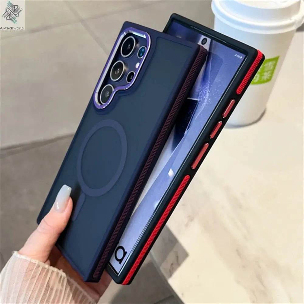 Luxury Matte Magnetic Case For Samsung Galaxy S24 S22 S25 Ultra S23 Plus S23 FE For Magsafe Wireless Charging Shockproof Cover - Ai - TechWorld