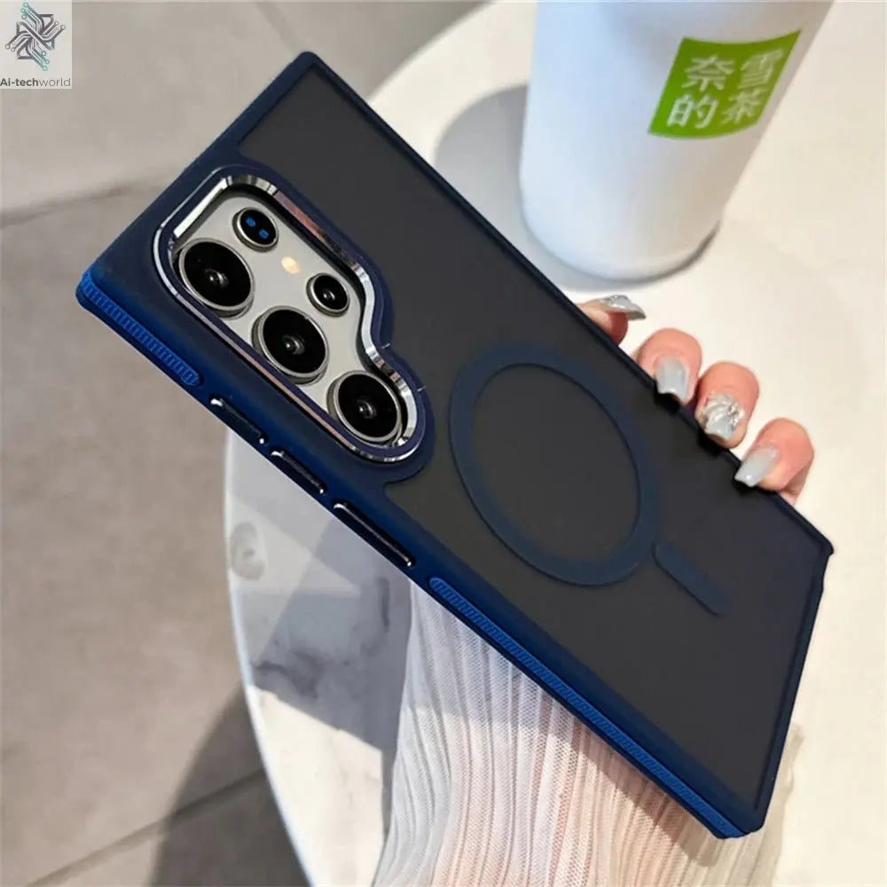 Luxury Matte Magnetic Case For Samsung Galaxy S24 S22 S25 Ultra S23 Plus S23 FE For Magsafe Wireless Charging Shockproof Cover - Ai - TechWorld