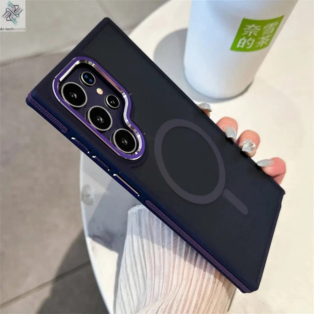 Luxury Matte Magnetic Case For Samsung Galaxy S24 S22 S25 Ultra S23 Plus S23 FE For Magsafe Wireless Charging Shockproof Cover - Ai - TechWorld