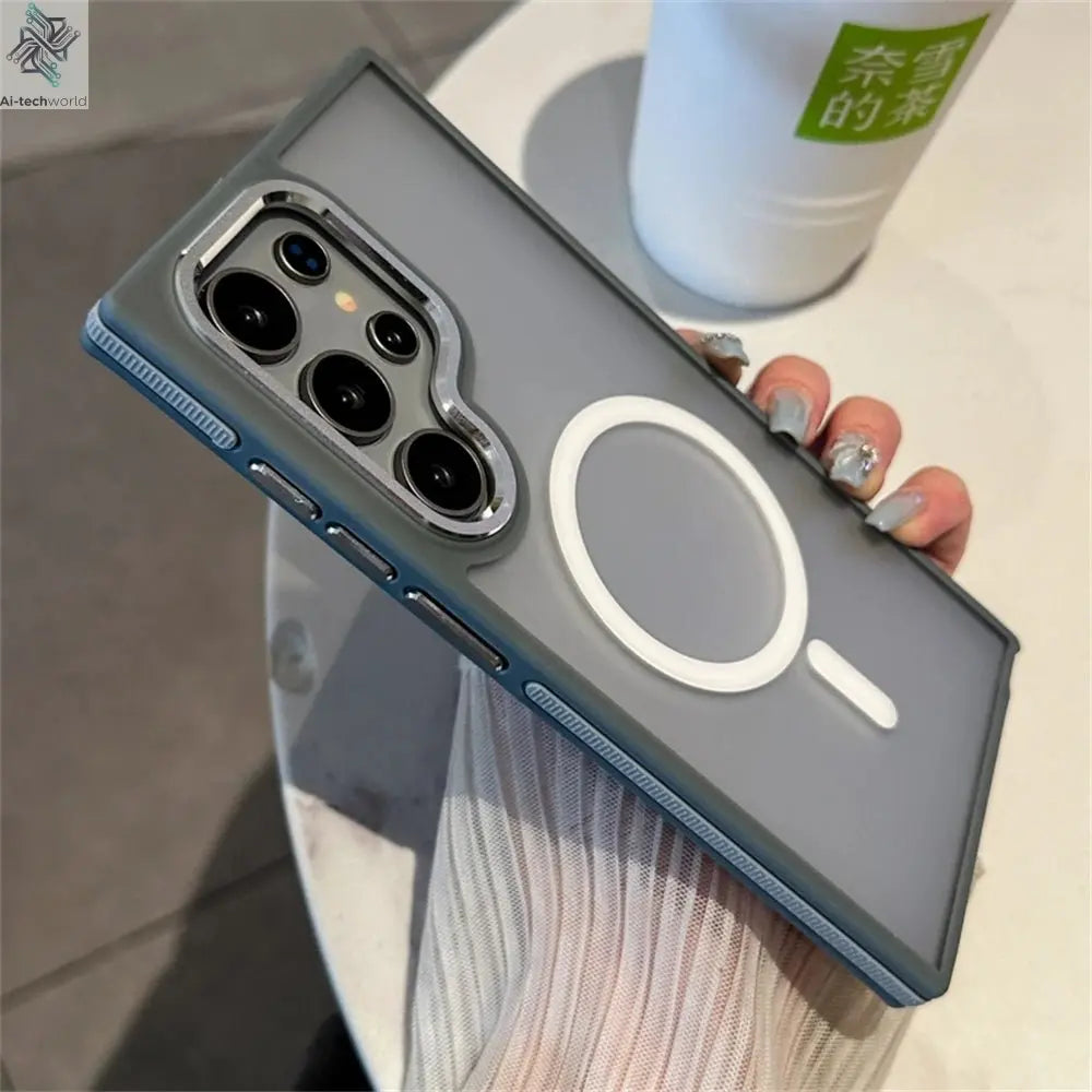 Luxury Matte Magnetic Case For Samsung Galaxy S24 S22 S25 Ultra S23 Plus S23 FE For Magsafe Wireless Charging Shockproof Cover - Ai - TechWorld