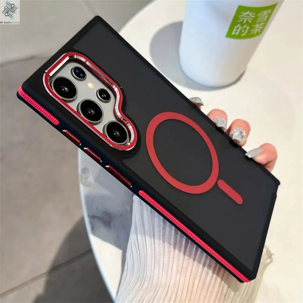 Luxury Matte Magnetic Case For Samsung Galaxy S24 S22 S25 Ultra S23 Plus S23 FE For Magsafe Wireless Charging Shockproof Cover - Ai - TechWorld