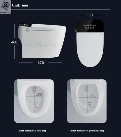 Luxury Smart Toilet Built In Water Tank Toilet Heated Seat Elongated Toilet Blackout Food flush Night Light Built-in Bidet Seat Ai-TechWorld 