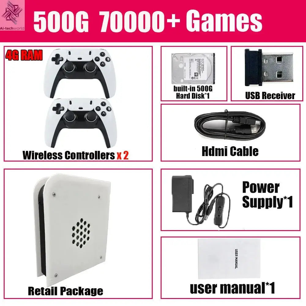 M15 60+Emulators 1T Retro Home Game Console Batocera I3-3110M 70000+Games For Wii PS2 PSP NGC N64 Win11 4G Wireless handle Ai-TechWorld 