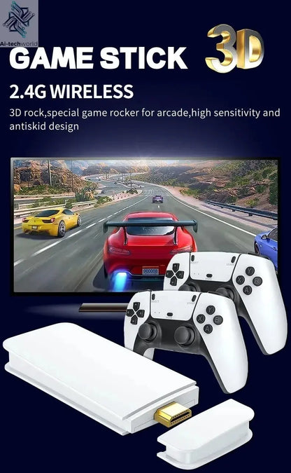 M15 Game Stick Mini TV Handheld Game Console Wireless Gamepads Video Game 64G 20000+ Retro Game HD Output Two-player for PS1 Etc Ai-TechWorld 