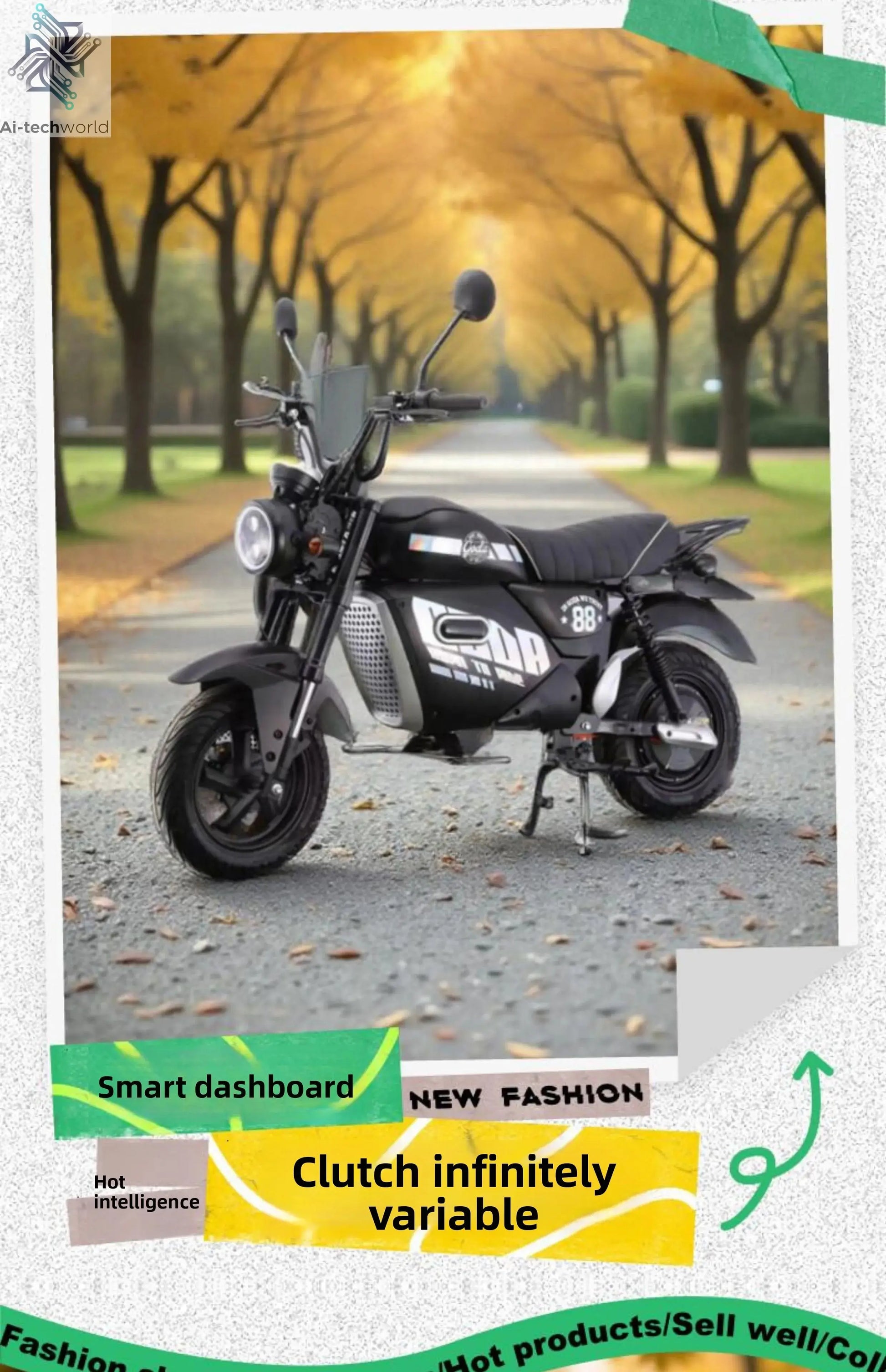 M3 Electric Motorcycle - 72V High-Power, Long-Range, 2-Seater Retro E-Motorcycle - Ai-TechWorld