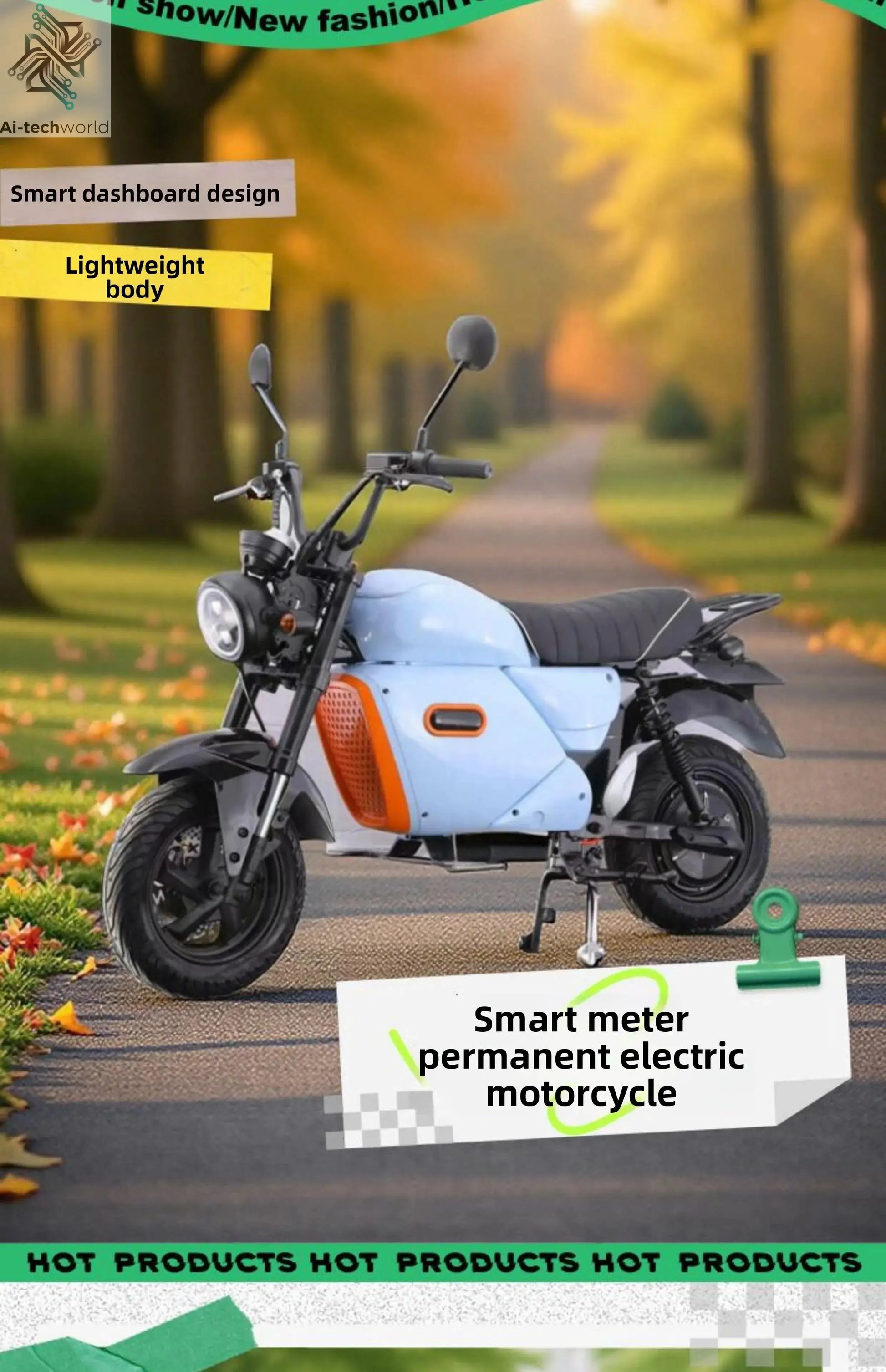 M3 Electric Motorcycle - 72V High-Power, Long-Range, 2-Seater Retro E-Motorcycle - Ai-TechWorld