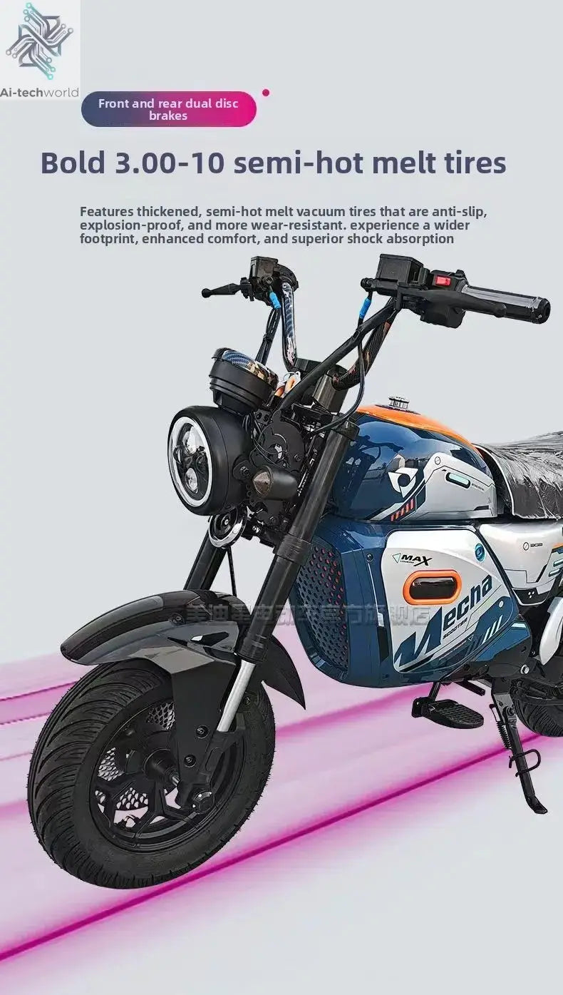 M3 Electric Motorcycle - 72V High-Power, Long-Range, 2-Seater Retro E-Motorcycle - Ai-TechWorld
