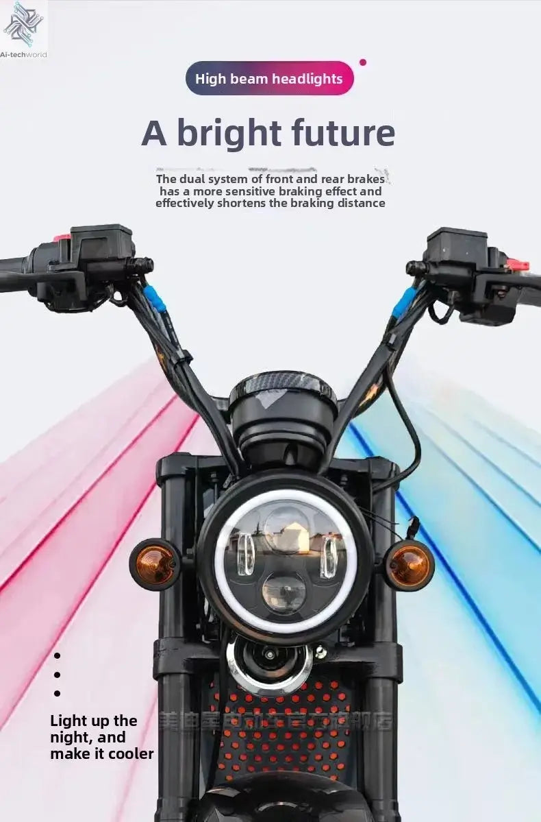 M3 Electric Motorcycle - 72V High-Power, Long-Range, 2-Seater Retro E-Motorcycle - Ai-TechWorld